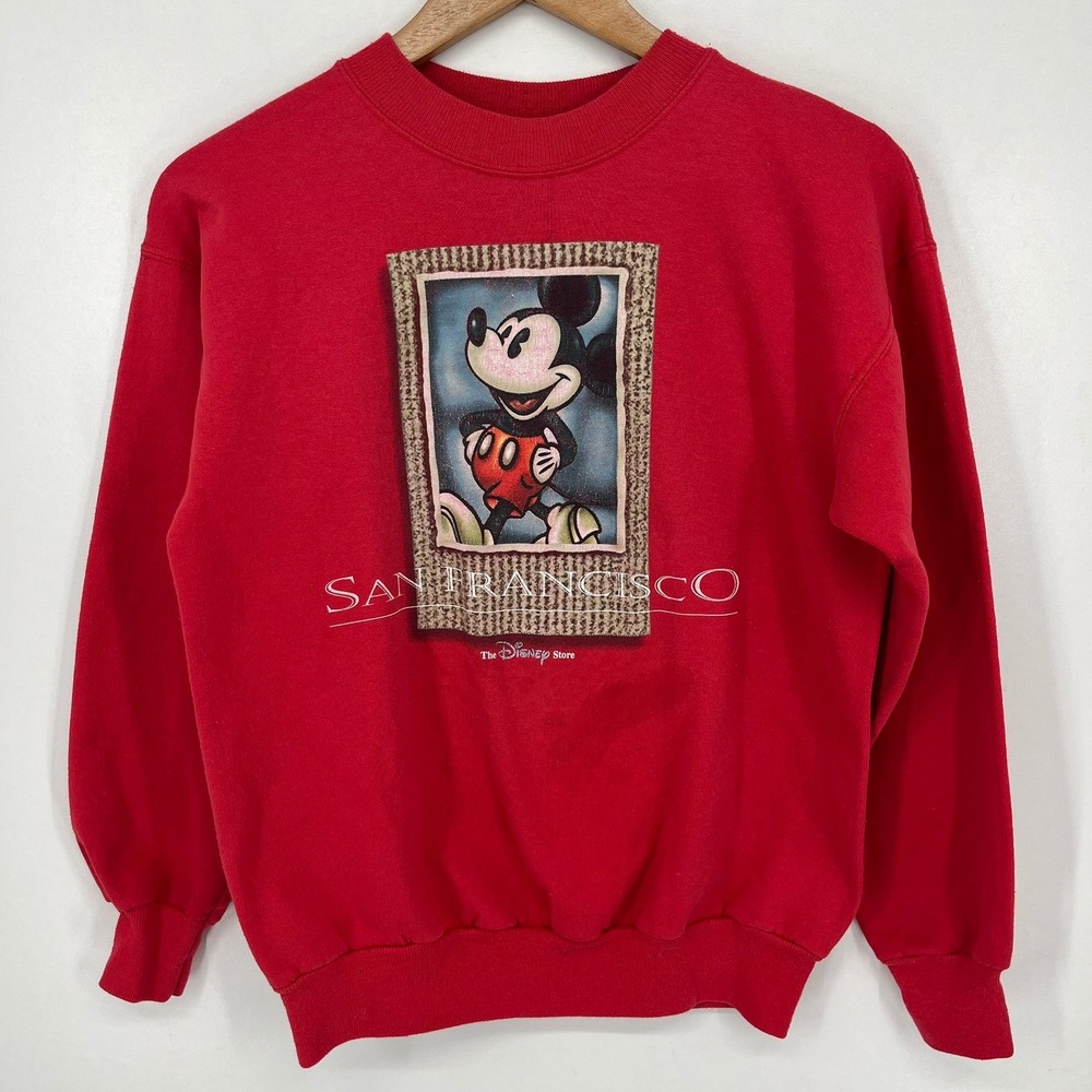 The Disney Store Mickey Mouse San Francisco Red Vintage Sweatshirt Small